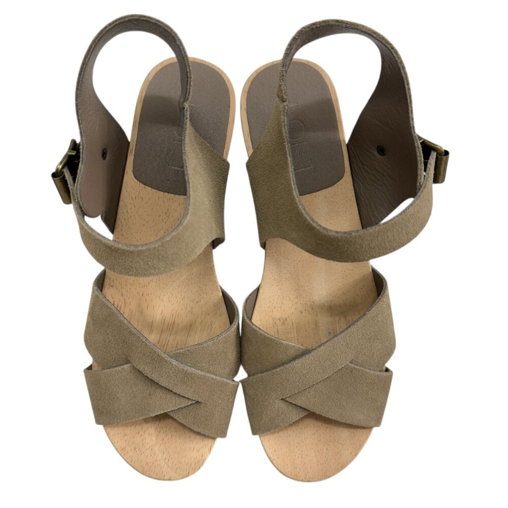 NWOT Loft Criss Cross Leather & Suede Clog Sandals Women's Size 6 - Picture 2 of 8